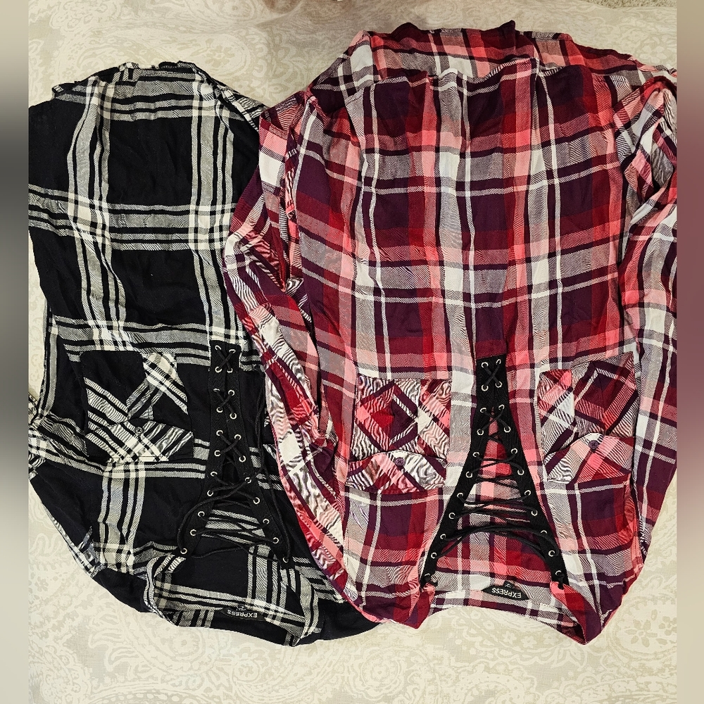 EUC two Size Medium Plad Shirts